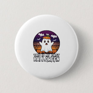 Chapa Redonda De 5 Cm Es Primer Fantasma de Halloween Calabaza Sombrero