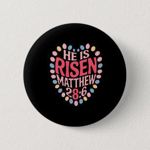 Chapa Redonda De 5 Cm Es Risen Matthew 286 Boho Floral Christian Bibl