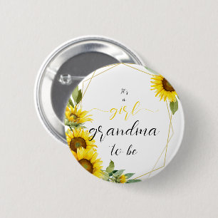 Chapa Redonda De 5 Cm ¡Es una niña! Aquarela Girasol Abuela futura
