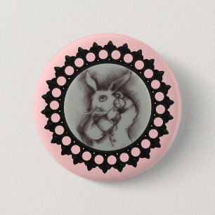 Chapa Redonda De 5 Cm Esbozo de conejo blanco