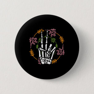 Chapa Redonda De 5 Cm Esbozo para la paz de mano de esqueleto Halloween 