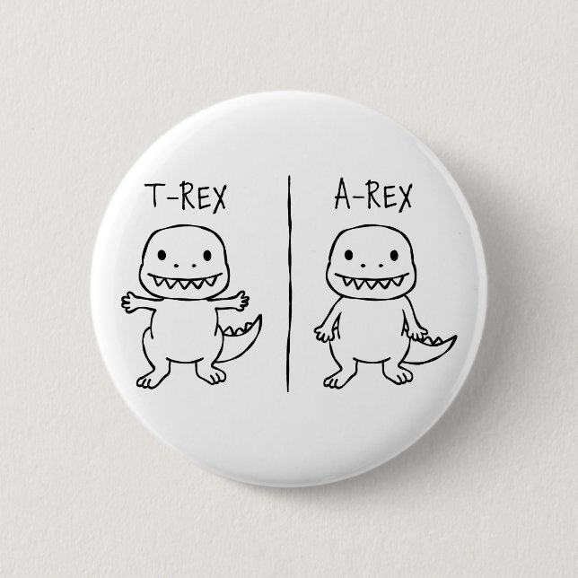 Chapa Redonda De 5 Cm Esbozo T-Rex de T-Pose (Anverso)