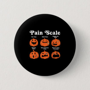 Chapa Redonda De 5 Cm Escala de dolor Calabaza espumosa Caída Halloween