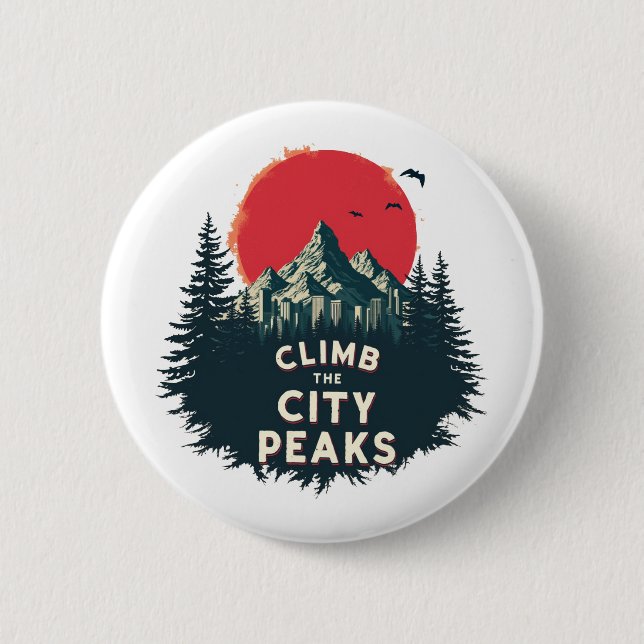 Chapa Redonda De 5 Cm Escalar Los Picos De La Ciudad - Awai Aventura Mon (Anverso)