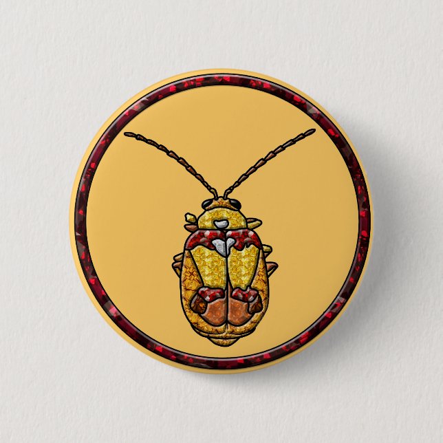 Chapa Redonda De 5 Cm Escarabajo de hojas rojas (Anverso)