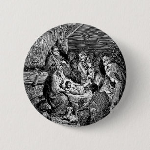 Chapa Redonda De 5 Cm Escena de la Natividad de Navidades ilustrados