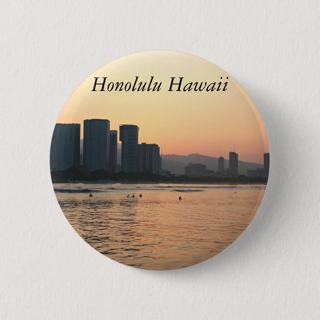 Chapa Redonda De 5 Cm Escenas de Honolulu (Anverso)