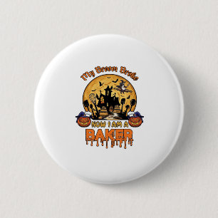 Chapa Redonda De 5 Cm Escoba Rompió Pastelero Halloween Bruja Chef Calab
