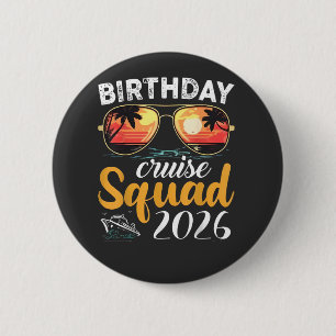 Chapa Redonda De 5 Cm Escuadrón de crucero de cumpleaños 2026 Vacaciones