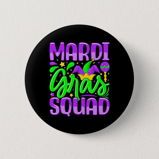 Chapa Redonda De 5 Cm Escuadrón de Mardi Gras 1 (Anverso)