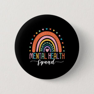 Chapa Redonda De 5 Cm Escuadrón de Salud Mental Boho Enfermedad Cerebral