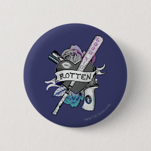 Chapa Redonda De 5 Cm Escuadrón suicida   Harley Quinn "Rotten Tattoo Ar