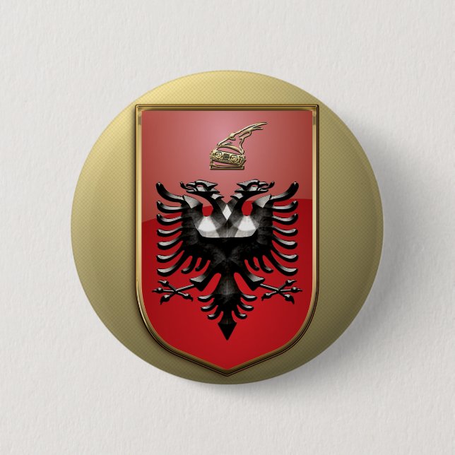 Chapa Redonda De 5 Cm Escudo de armas de Albania (Anverso)