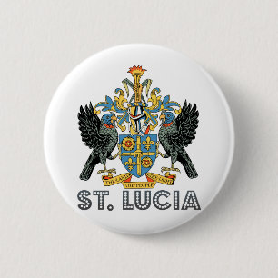 Chapa Redonda De 5 Cm Escudo de armas de alta calidad de St Lucia
