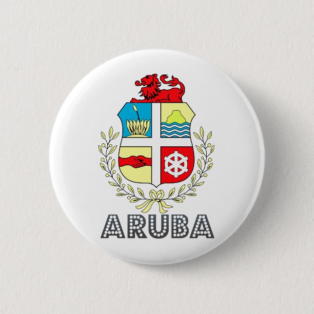 Chapa Redonda De 5 Cm Escudo de armas de Aruba (Anverso)