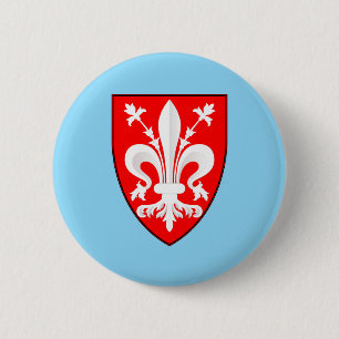 Chapa Redonda De 5 Cm Escudo de Armas de Florencia Lirio Florentino Rojo