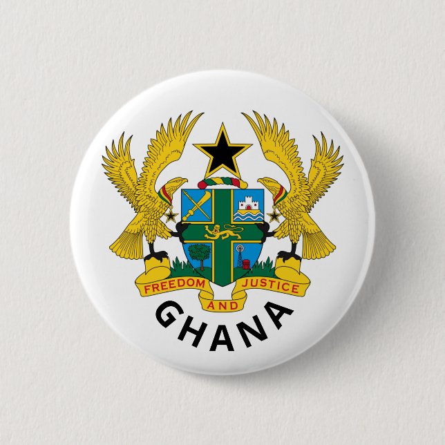 Chapa Redonda De 5 Cm Escudo de armas de Ghana (Anverso)