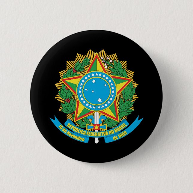 Chapa Redonda De 5 Cm Escudo de armas del Brasil (Anverso)