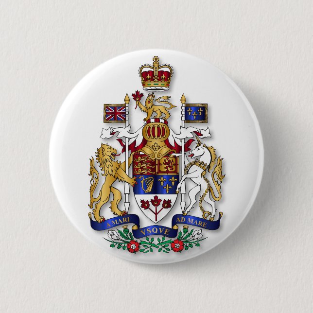 Chapa Redonda De 5 Cm Escudo de armas del Canadá (Anverso)