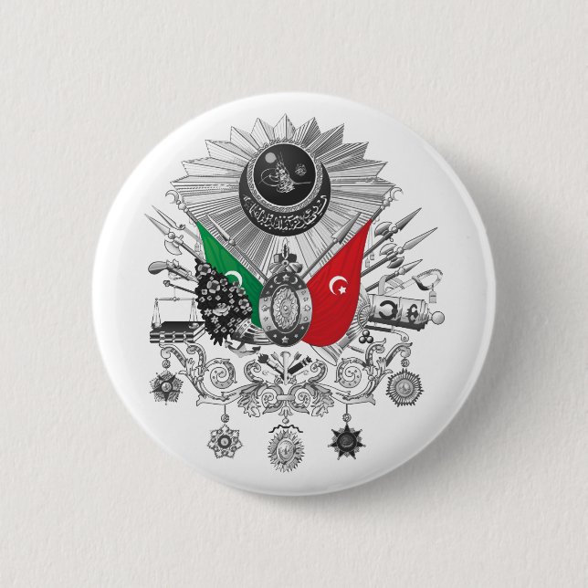 Chapa Redonda De 5 Cm Escudo de armas del Grayscale del imperio otomano (Anverso)