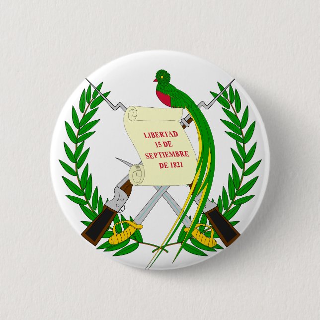 Chapa Redonda De 5 Cm Escudo de armas GT de Guatemala (Anverso)