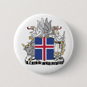 Chapa Redonda De 5 Cm escudo de armas símbolo emblema bandera país Islan