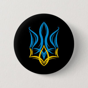 Chapa Redonda De 5 Cm Escudo de Armas Ucraniano Estilizado