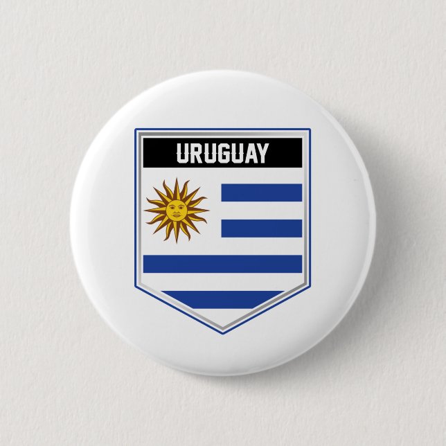 Chapa Redonda De 5 Cm Escudo de Bandera de Uruguay (Anverso)