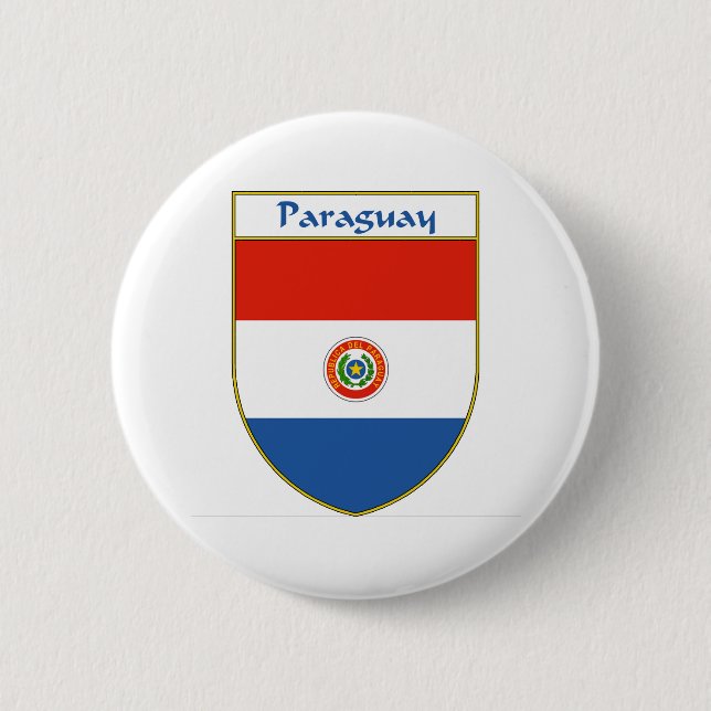 Chapa Redonda De 5 Cm Escudo de la bandera de Paraguay (Anverso)