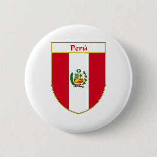 Chapa Redonda De 5 Cm Escudo de la bandera de Perú