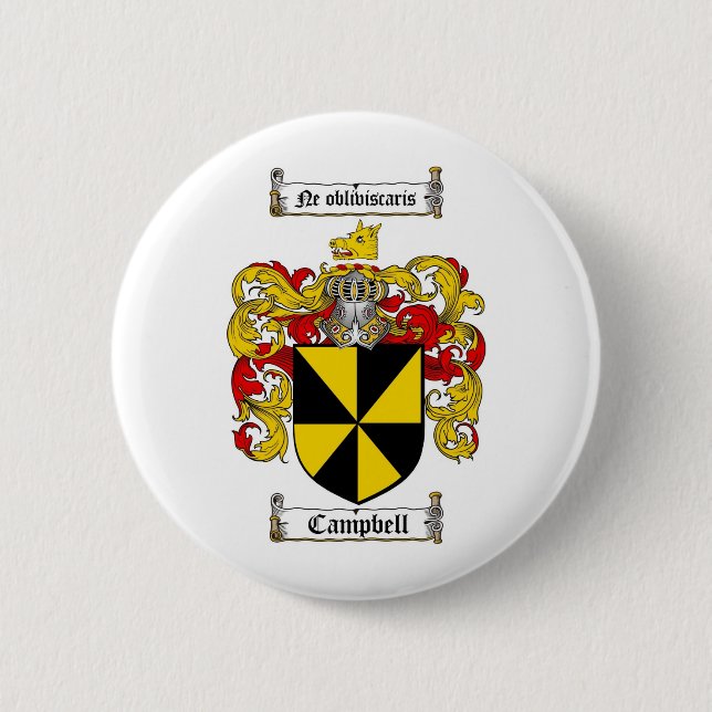 CHAPA REDONDA DE 5 CM ESCUDO DE LA FAMILIA DE CAMPBELL - ESCUDO DE ARMAS (Anverso)