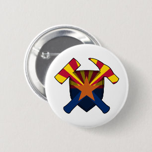 Chapa Redonda De 5 Cm Escudo de Martillo de Geólogo - Bandera de Arizona