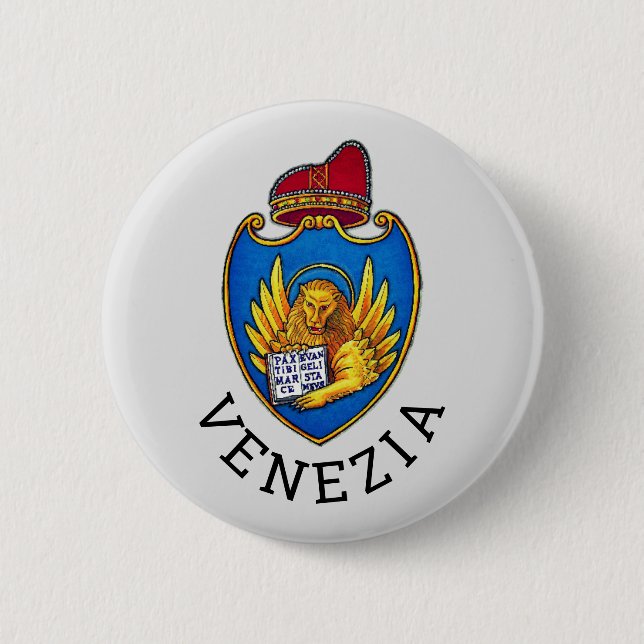 Chapa Redonda De 5 Cm Escudo de Venecia, Italia (Anverso)