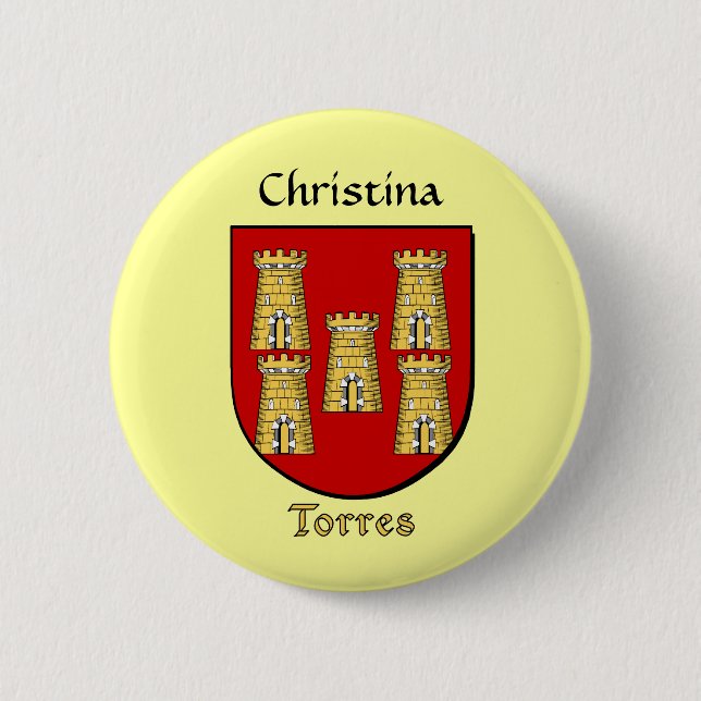 Chapa Redonda De 5 Cm Escudo histórico de Torres personalizado (Anverso)