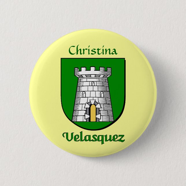 Chapa Redonda De 5 Cm Escudo histórico de Velásquez personalizado (Anverso)