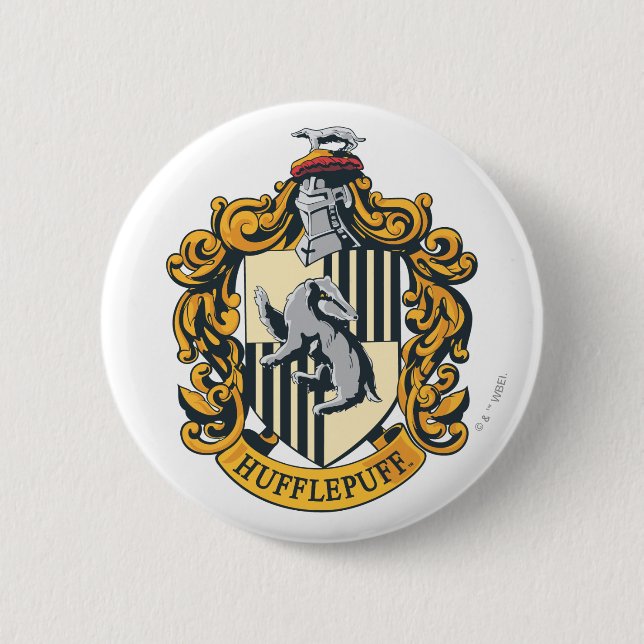 Chapa Redonda De 5 Cm Escudo Hufflepuff (Anverso)