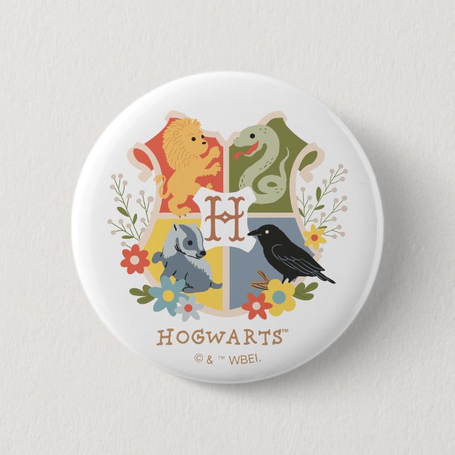Chapa Redonda De 5 Cm Escudo Magic Blooms HOGWARTS™ (Anverso)