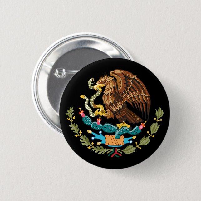 Chapa Redonda De 5 Cm Escudo nacional de México Pin (Anverso y reverso)