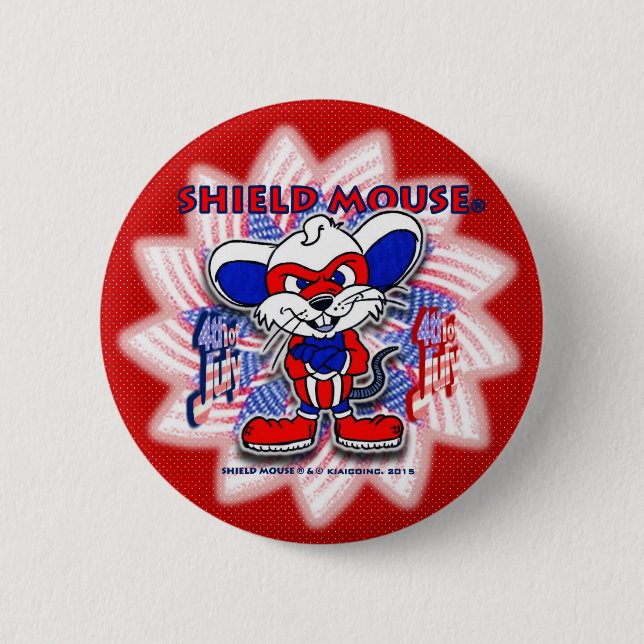 Chapa Redonda De 5 Cm ESCUDO RATÓN 4 de julio feliz. 2015 botones (del (Anverso)