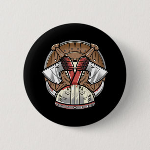 Chapa Redonda De 5 Cm Escudo Vikingo - Logo Guerrero