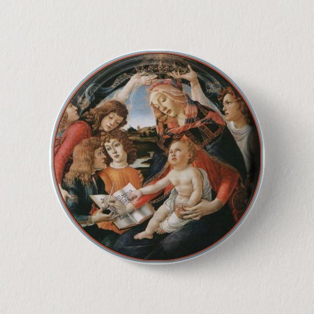 Chapa Redonda De 5 Cm Escuela Marm Madonna.Botticelli (Anverso)
