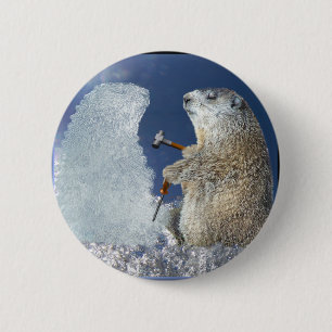 Chapa Redonda De 5 Cm Escultura de hielo del día de la marmota