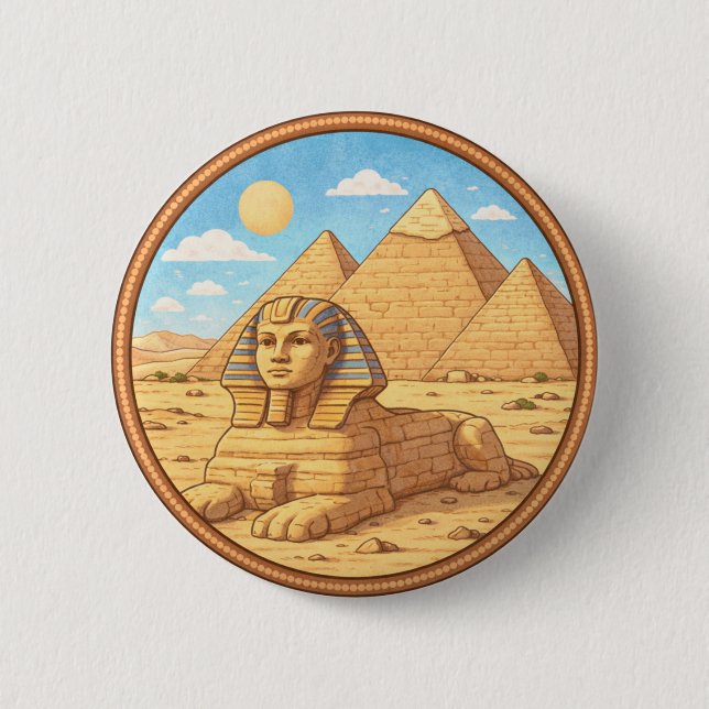 Chapa Redonda De 5 Cm Esfinge de Egipto (Anverso)
