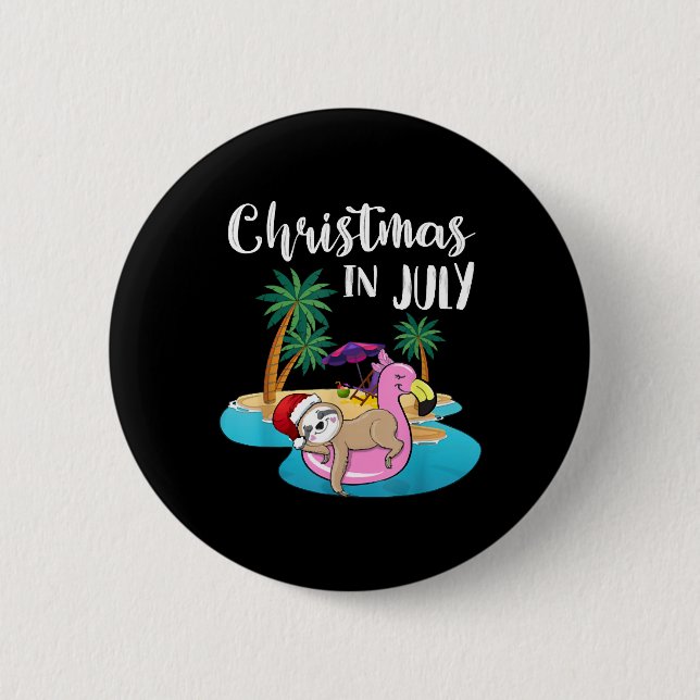 Chapa Redonda De 5 Cm Eslora Perezosa De Los Navidades De Flamingo Floth (Anverso)