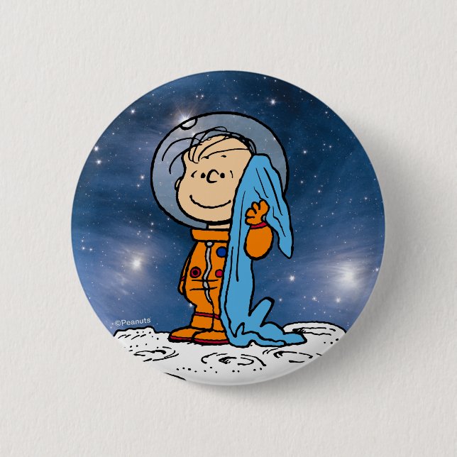 Chapa Redonda De 5 Cm ESPACIO | Astronauta de Linus (Anverso)