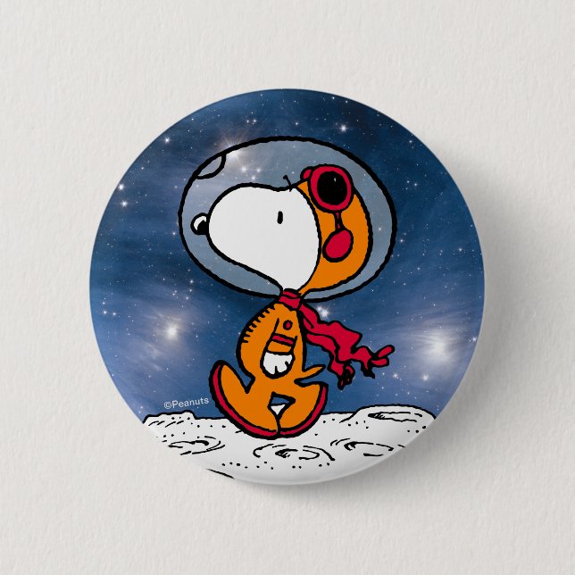 Chapa Redonda De 5 Cm ESPACIO | Astronauta Snoopy (Anverso)