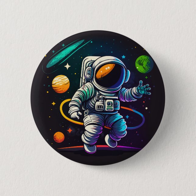 Chapa Redonda De 5 Cm Espacio Exterior (Anverso)