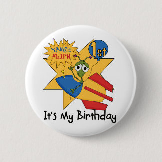 Chapa Redonda De 5 Cm Espacio Extranjero 1er camisetas de cumpleaños y r