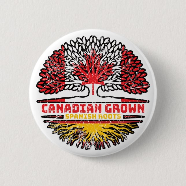 Chapa Redonda De 5 Cm España Bandera de rocas de árbol canadiense canadi (Anverso)