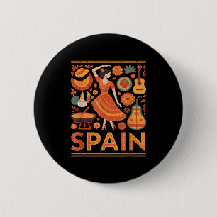 Chapa Redonda De 5 Cm España divertida cultura española flamenco guitarr